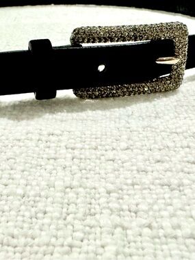 Ralph Lauren Collection suede thin belt with silver diamond embellished buckle